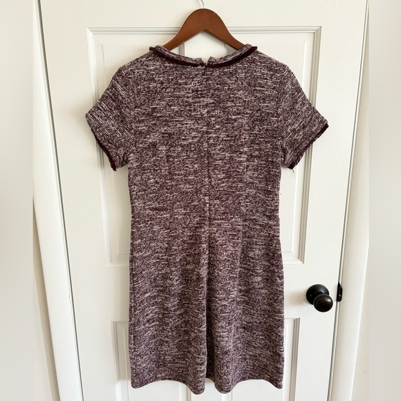 Loft purple maroon fringe knit short sleeve a line dress size 8 new - Picture 4 of 4